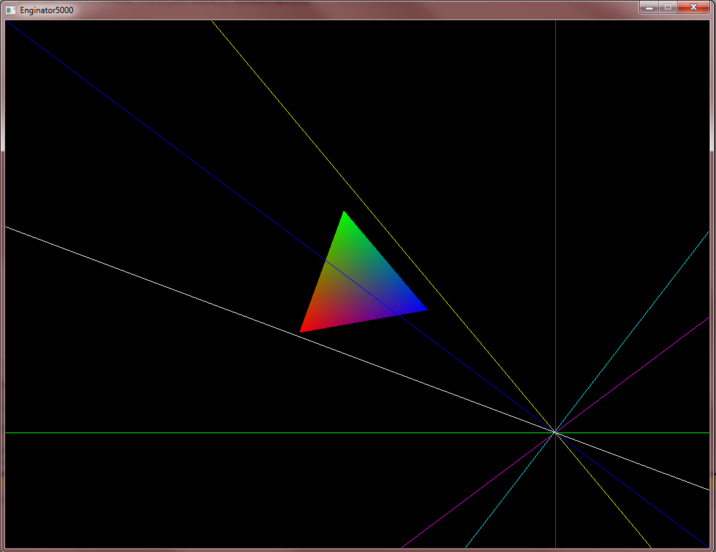 Bresenham's line algorithm (considers all octants -cases-) with triangle filling (rasterization). here, triangle is also animated with a simple rotation.