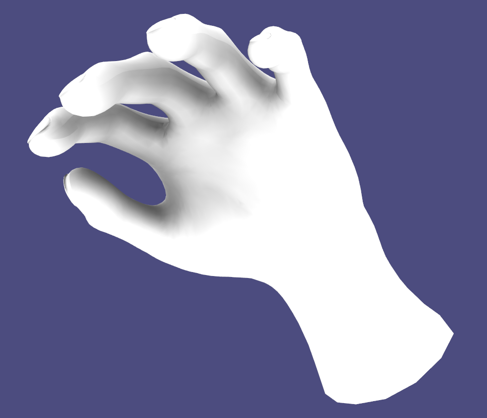 Hand model with 5406 vertices and per-vertex ray traced AO