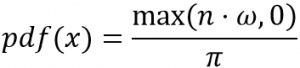 Figure-4: pdf(x) is chosen as cosine-weighted hemisphere. Cosine-weighted hemisphere generates directions with respect to the normal. PI is used for normalizing.